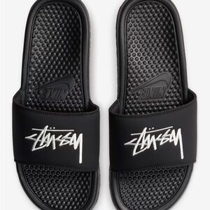 Nike Benassi X Stussy Black Sporty Slide Sandals